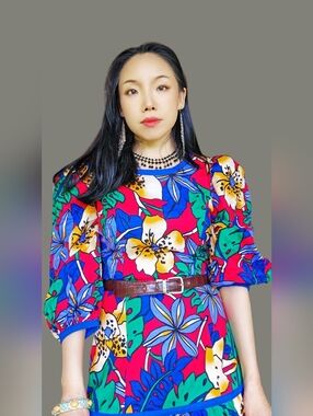 Floral Print Midi Dress Vintage Dress Size S